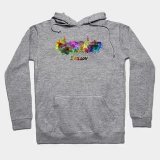 Brasov skyline in watercolor Hoodie